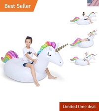 Big Inflatable Unicorn Pool Float Floatie Ride On with Fast Valves Large Ride...
