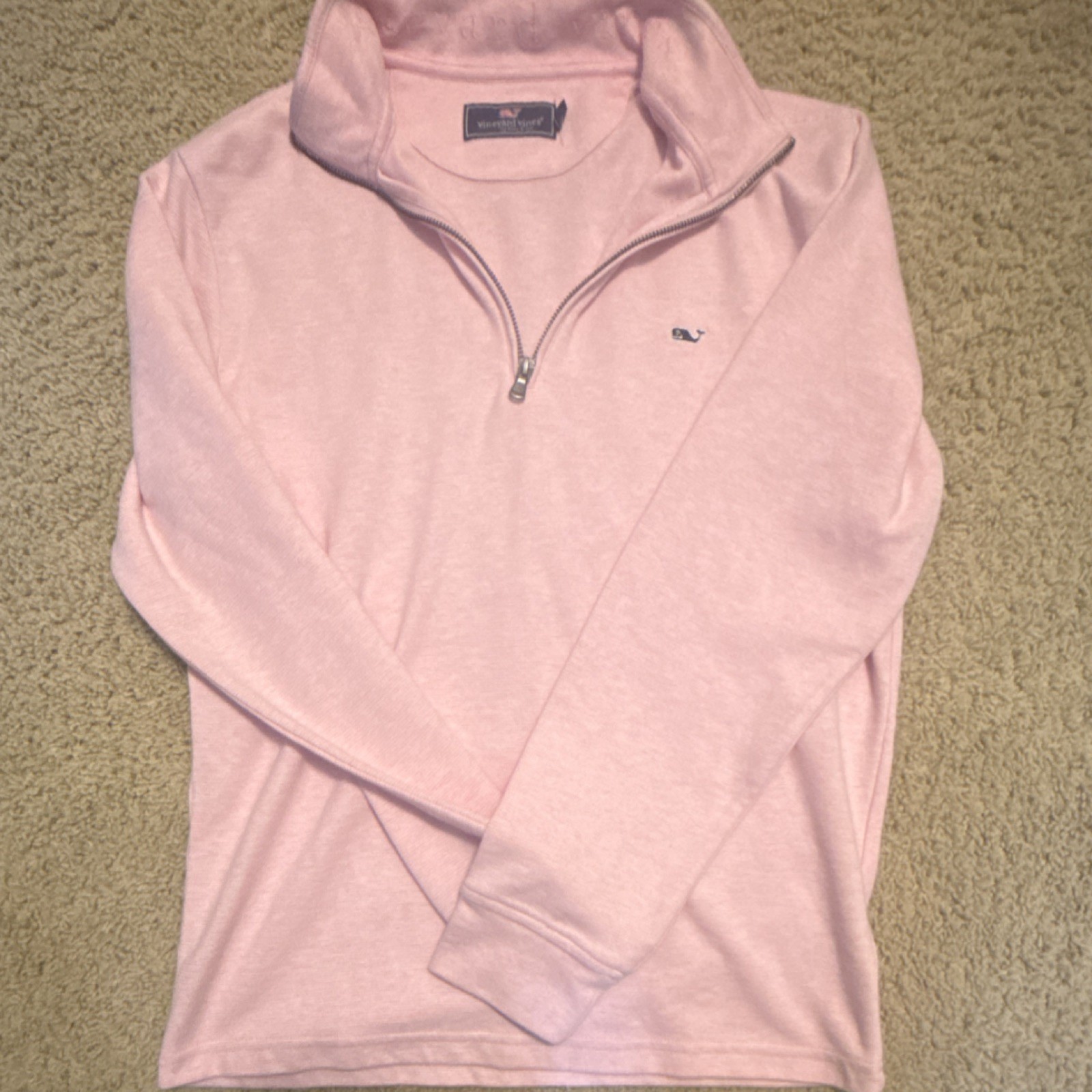 Vineyard Vines Men's Pink Cotton Knit 1/4 Zip Pullover Sweatshirt Mock Neck S