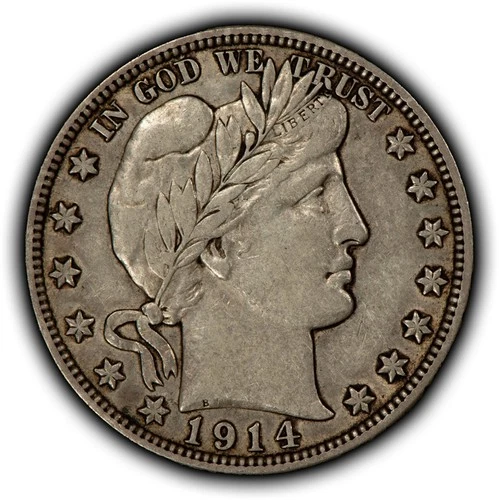 1914 50c Barber Silver Half Dollar - Original XF/AU Key Date - SKU-B5379