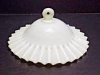 8" Hanging White Milk Glass Oil Lamp Smoke Bell w/ Pie Crust Rim