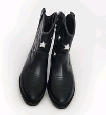 Wonder Nation Youth Girl s black Western Cowboy Boots Shoes: size 2, star