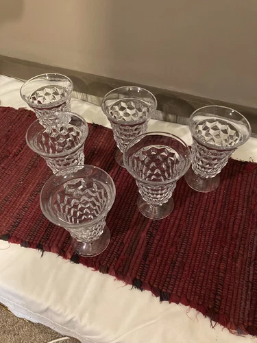 Vintage Set Of Six Fostoria American 5.5” Ftd. & Flared Mouth Iced Tea Tumblers