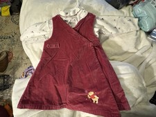 Vintage Winnie The Pooh Girls Velvet Pink Dress And Shirt. 24 Months