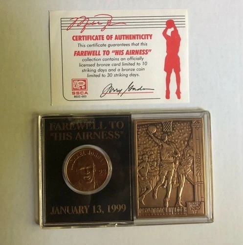 Michael Jordan: "Fairwell to 'His Airness'" Bronze Coin & Card (includes COA)