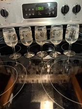 Set of 5 Vintage Libby Silver Leaf Barware Frosted Cordial Wine Glasses