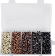 1000PCS Silicone Hair Extensions Beads, 5Mm Lined Micro Links Beads, 5Colors Rin