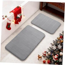  Memory Foam Bathroom Rugs Sets 2 Piece - Super Soft 31.5x20+24x17 Inch Grey