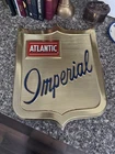 Vintage 1950'S Atlantic Imperial Gasoline Embossed Metal Pump Plate Sign