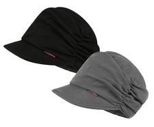 Cotton Cancer Headwear for Women Chemo Beanie Slouchy Hat Black Grey 2pc