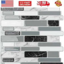 12"x12" Peel and Stick Backsplash Tile for Kitchen, Marble Grey 6-Sheet