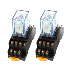 4PDT 110/120V 5A Electromagnetic Power Relay 14Pins W Socket,2 Pcs