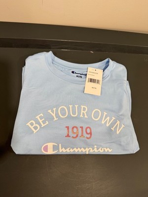 Champion Girls T-Shirt M (7/8) Light Blue Be Your Own 1919 Graphic Tee NWT