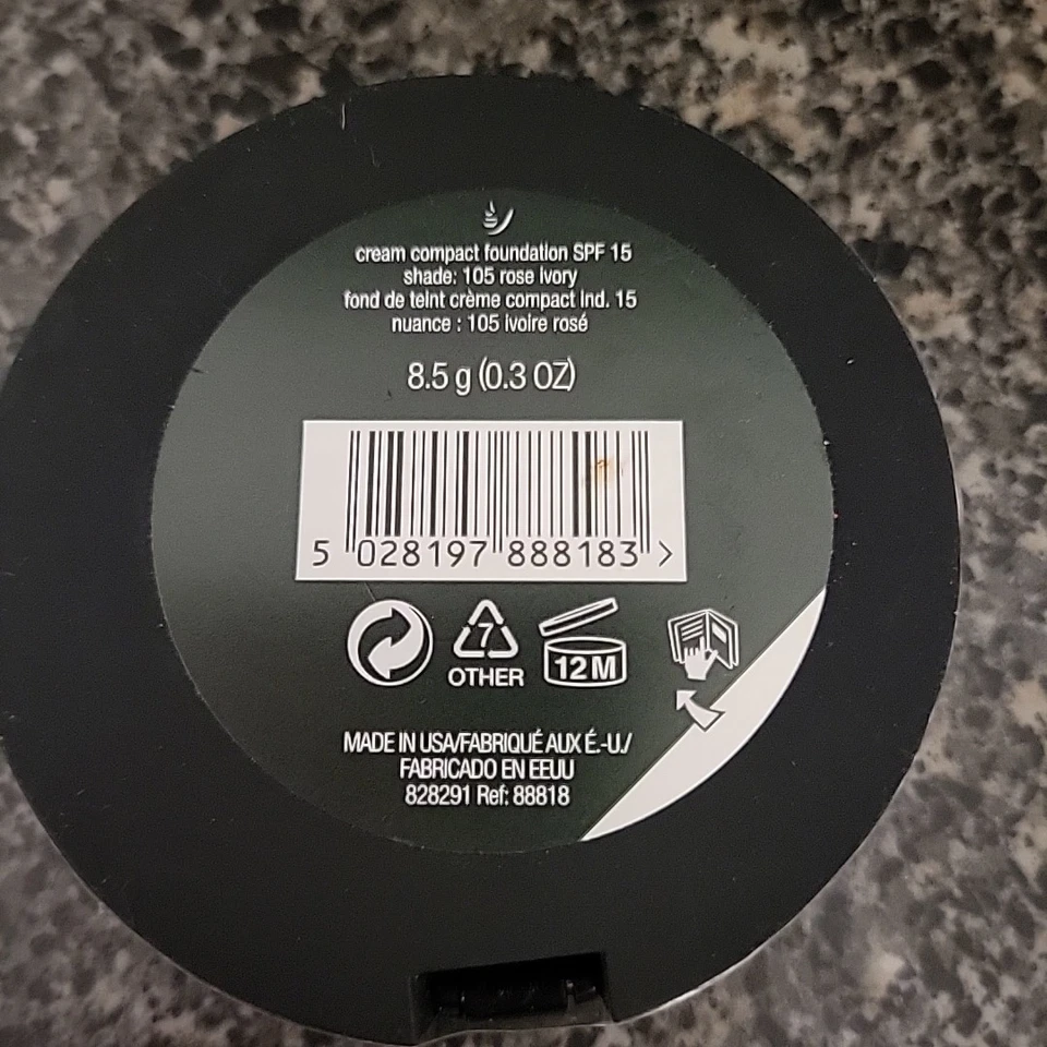 NEW The Body Shop Extra Virgin Minerals Cream Compact Foundation 105 ROSE IVORY - Image 2 of 4