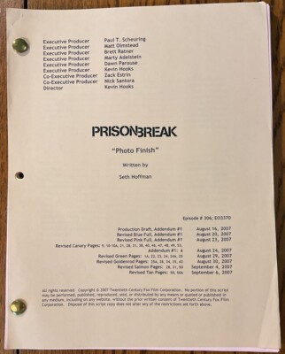 Prison Break Original Production TV Script 2007, Photo Finish