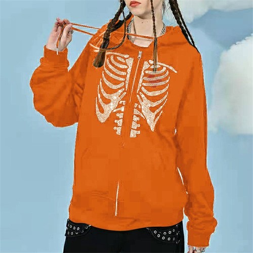 Gothic Zip Up Women Sweatshirts Acket Streetwear Rhinestone Fashion Female - Imagen 15 de 15