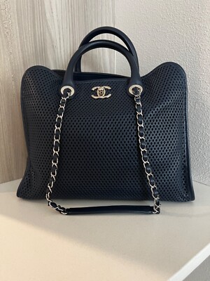 Chanel Up In The Air Convertible Tote Perforated Leather Blue
