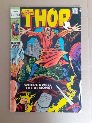 The Mighty Thor No 163. 2nd Cameo of Him (Hexenmeister) Pluto App. Marvel Comic 1969