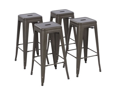30 Inch Stackable Metal Barstool Seat Set of 4 Kitchen Game Room Basement Sturdy