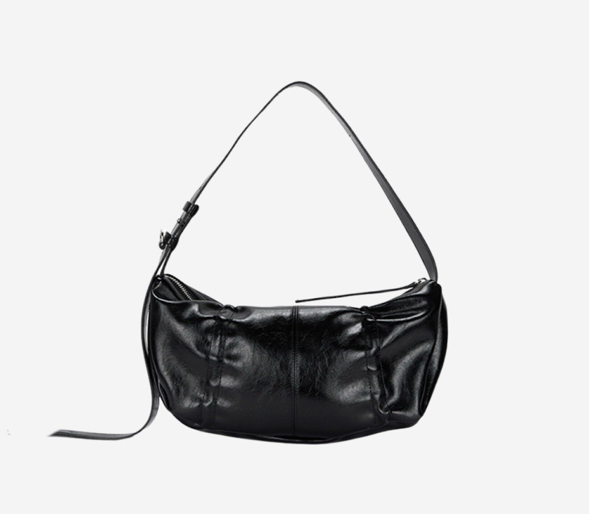 Matin Kim Half Shirring Ribbon Round Bag Black | eBay