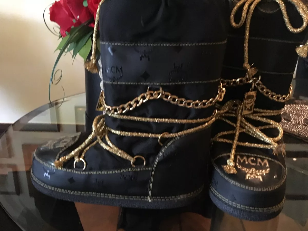 MCM BOOTS WINTERBOOTS STIEFEL NEU UNGETRAGEN SCHWARZ GOLD 38 40 EYECATCHER