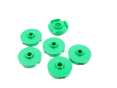 LEGO Lot of 6 Bright Green Round 2x2 Smooth Plates w/ Open Stud K0