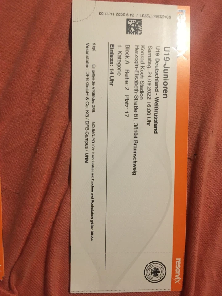 Sammlerticket U19 qualifying  Germany - Belarus 2022 - Bild 1 von 1