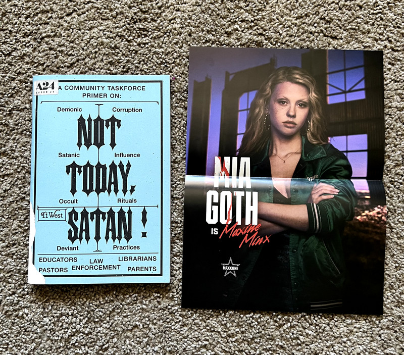 A24 Not Today Satan Zine Mia Goth Mini Poster Maxxxine X Pearl Ti West