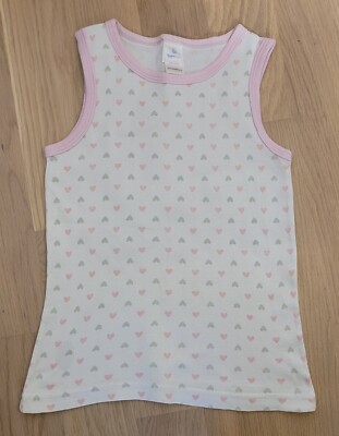 Baby 98/104   UNTERHEMD   breite Träger   TOPOMINI   Baumwolle Herzen weiß rosa