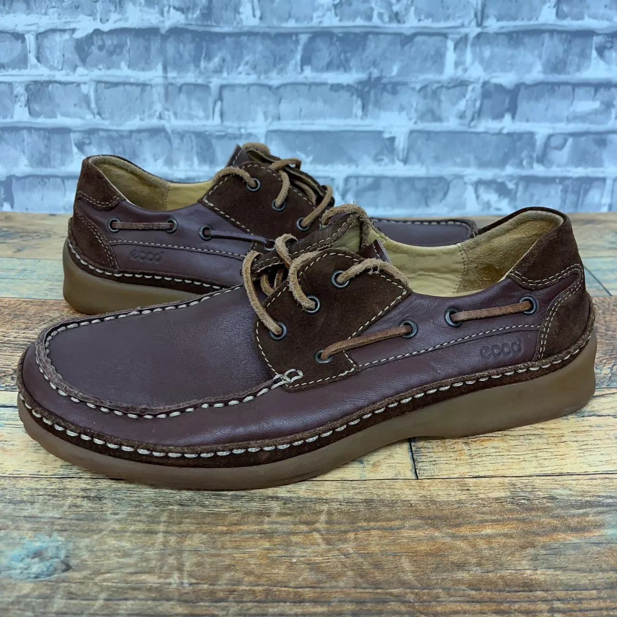 Ecco Leather Suede Boat Deck Shoe EU / US 8-8.5 Made In Italy | eBay