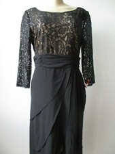 Sequin Dress SL Fashions Black Embellished A-Line Mid Calf Size 8 NEW
