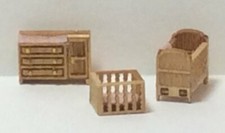 Kit de muebles de cuarto de bebé de campo escala 1:144 miniatura para casa de muñecas (3 piezas)