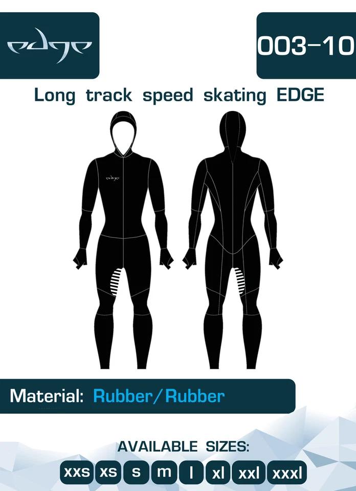 Edge Long Track speed skating suit SKINSUIT rubber Speedsuit black - Image 3 of 4