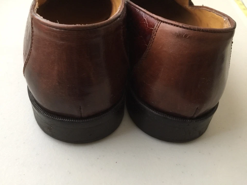 Mocasines Johnston and Murphy Cellini Slip ons estampado cocodrilo 10 M marrón centavo Italia Foto 4 de 4