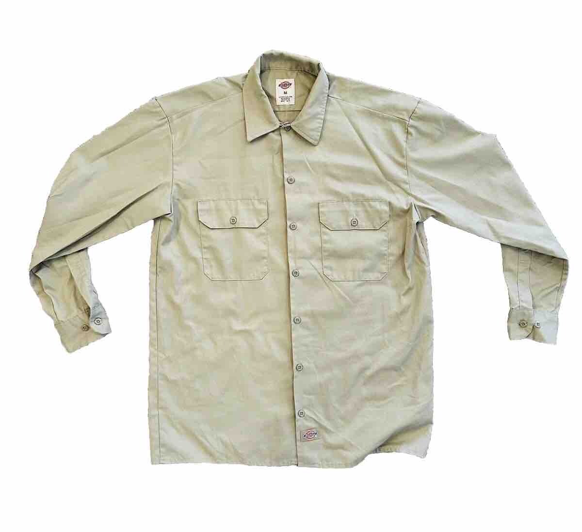 DICKIES Long Sleeve Tan Brown Button Down Work Shirt Men’s Size Medium