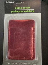 Metallic Burgundy Phone Stick On Stitched Card Pocket Mini Wallet Valentine