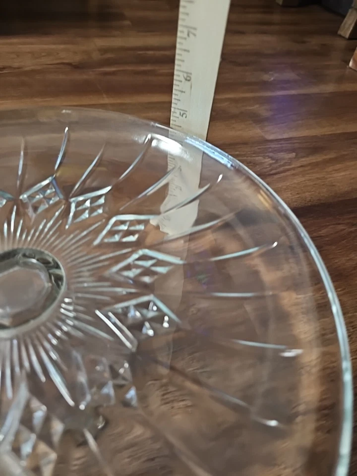 De colección. Soporte para Pasteles de Vidrio Transparente con Pedestal, Patrón Starburst, Punzón, Cúpula L Foto 4 de 4