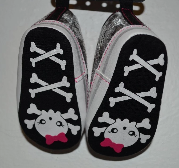 Zapatillas de Lunares con Secuencia Glamour Bebé Botines Rocker Encaje Cintas Foto 3 de 4