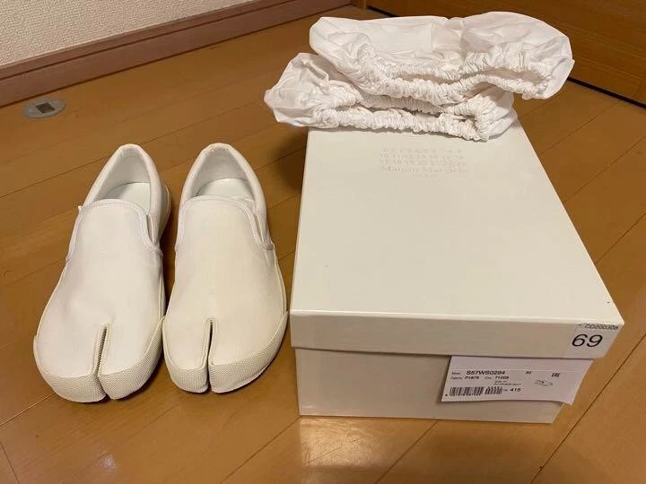 New Maison Margiela TABI Slip-On Sneakers White Size 41.5 with Box