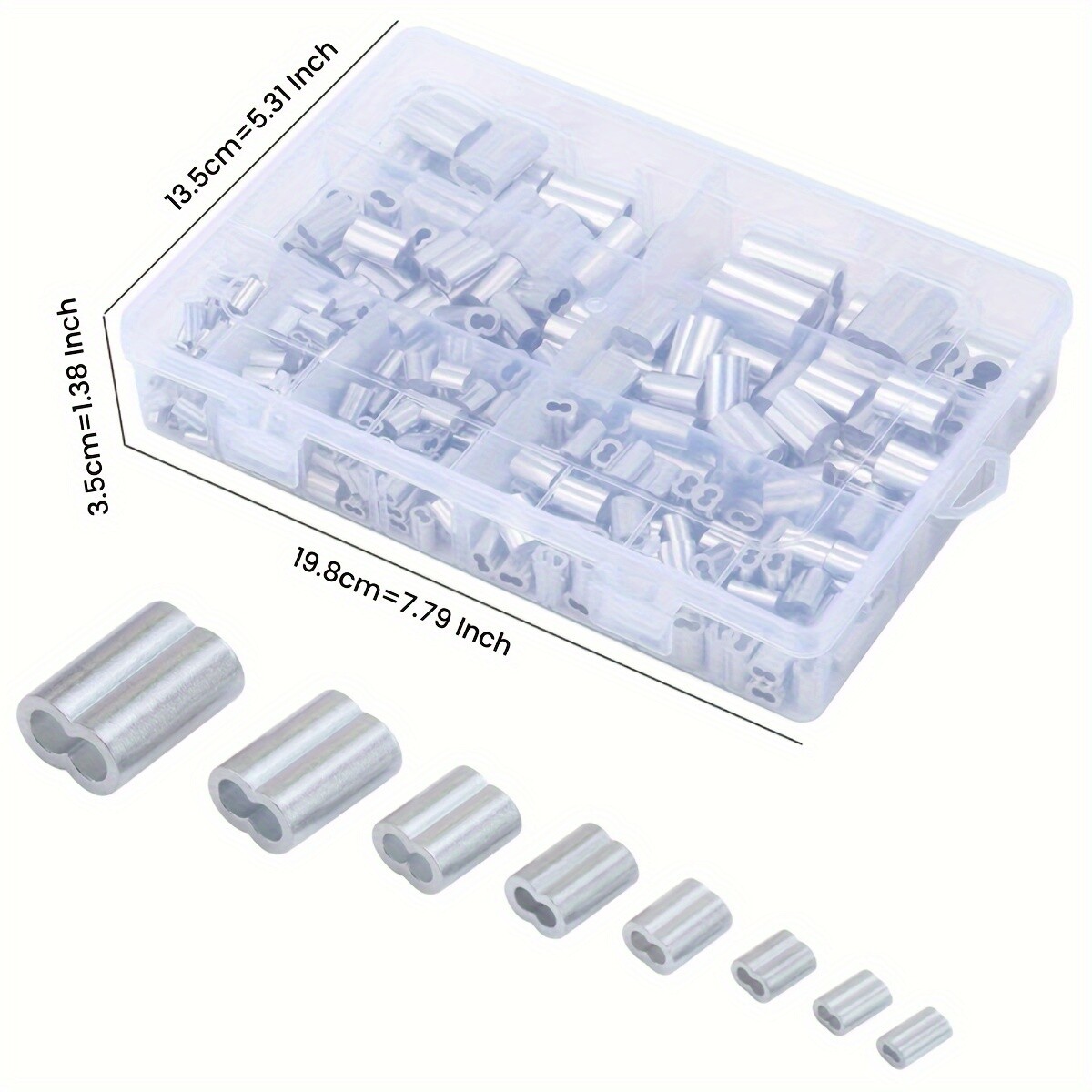 340Pcs 1/4'' Rope Cable Thimbles Aluminum Crimping Loop Sleeve Ferrule Wire NEW