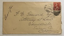 RARE DOWNIEVILLE BACKSTAMP (49ERS GOLD TOWN) ON 1896 CALIFORNIA COVER WAX SEAL