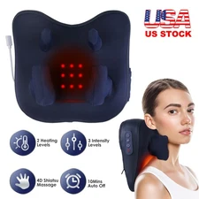 Heated Neck Shoulder Massager Pillow Electric 4D Shiatsu Deep Kneading Pillow US