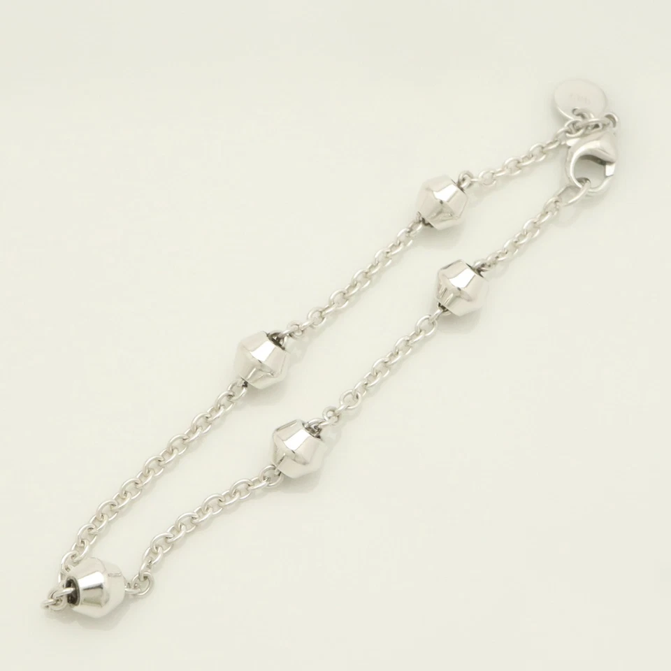 Authentic Tiffany & Co. Barrel Bead Station Chain Bracelet 7.3" Silver w/Pouch - Image 4 of 4