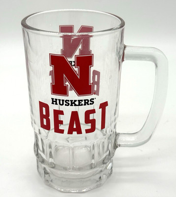 Nebraska Cornhuskers Beast Glass Tankard Cup  18 Oz. NCAA Team Sports America