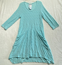 Lulu B Woman's NWT Aqua Size M Textured Stretch Midi Dress Long Sleeve Pockets