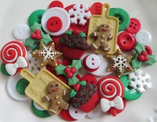 Lot of 50 Buttons - (Novelty, Shank, 2 and 4-Hole)  CHRISTMAS HOLIDAY MIX #90