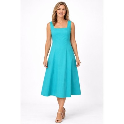 green emerald velvet dress Essential Square Neck Flared Sleeveless Midi Dress Black  Lady Biba US