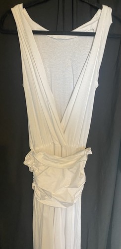 Weißes Wallis Jersey Maxikleid Größe 10