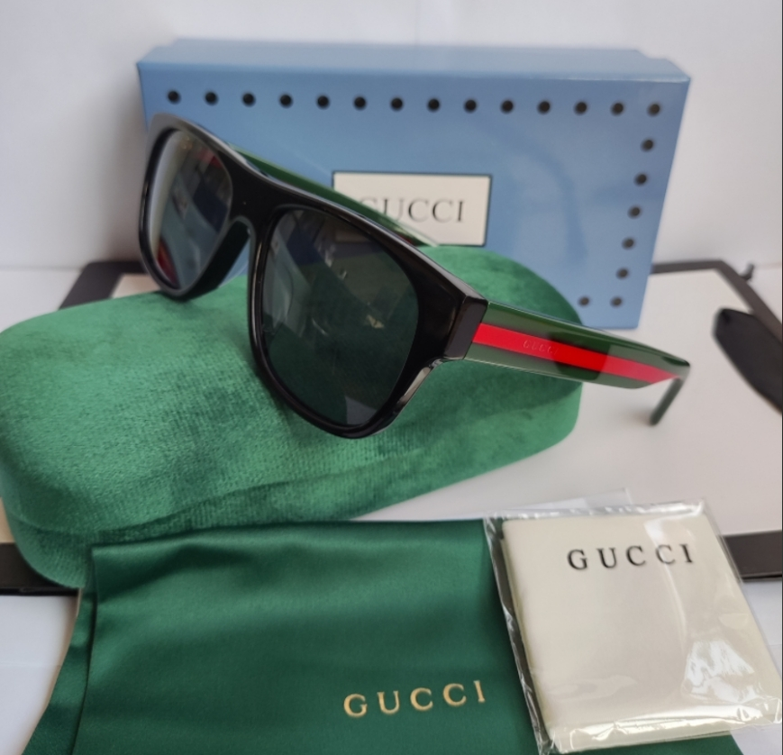 Authentic Gucci GG0340S BLACK FRONT BLACK/GREEN/RED STRIPE Gray