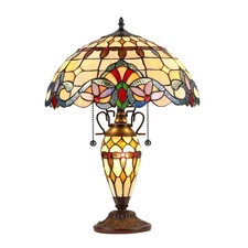 Chloe Lighting Cooper Tiffany-Style 3 Light Victorian Double Lit Table Lamp