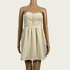 Urban Outfitters Staring At Stars MEDIUM Cream Strapless Embroidered Short Dress